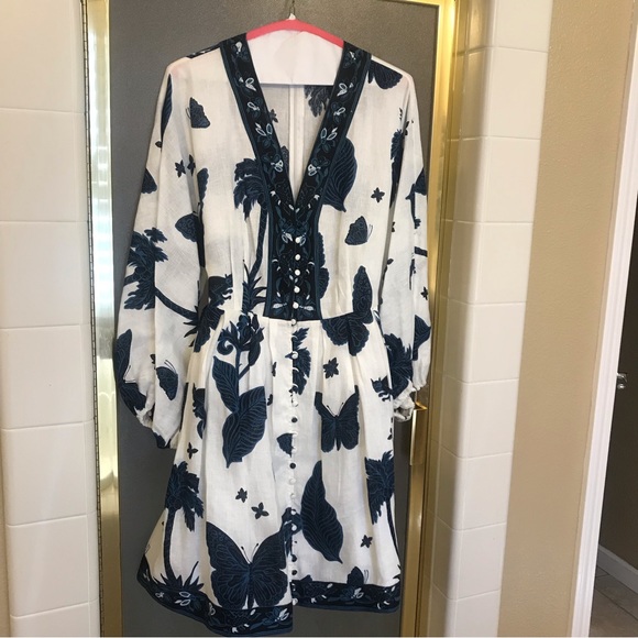 Banana Republic Dresses & Skirts - Banana Republic Linen Balloon Sleeve Mini Dress Butterfly Print #789697 Size 12✨